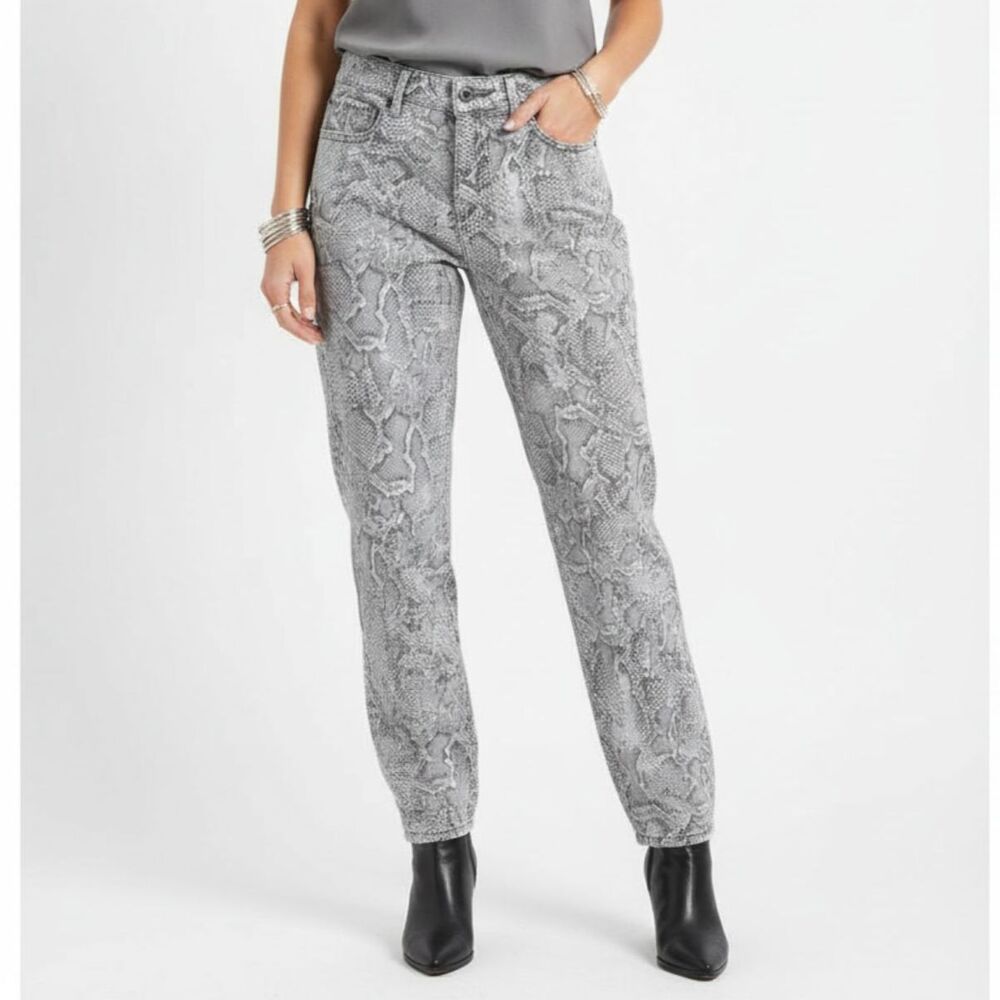 Animal Snake Python Print Gray Skinny Ankle Jeans From WHBM NEW 6